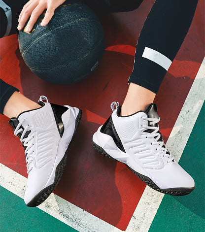 Men'S Trendy Casual Training Sneakers - Lightweight, Shock-Absorbing Running Shoes with Soft Rubber Sole, Breathable Fabric Lining, and Durable Synthetic Upper in White & Black, Lace-Up Design, Athletic Footwear | Modern Snea