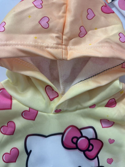 Sanrio 2pcs Girls' Set | for Hello Kitty Floral Heart Digital Print Design, Long Sleeve Hooded Sweatshirt and Pants Outfit, Kids Clothing Gift, Suitable for Autumn/Winter Season, Casual Sportswear Set, Perfect for Outdoor Use