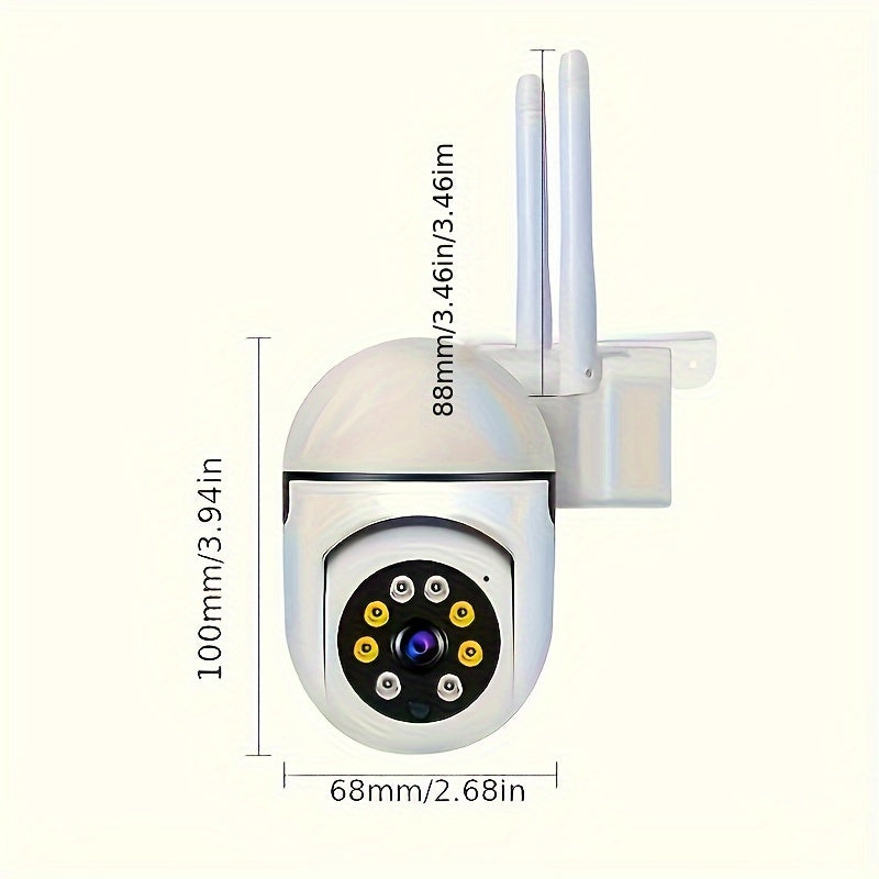 Spherical safety camera, motion detection, color night vision, alarm push, FHD wireless Wi Fi smart home safety camera, 355 ° panoramic monitoring camera, intelligent motion detection, two-way audio, only 2.4GHz, Wi Fi camer