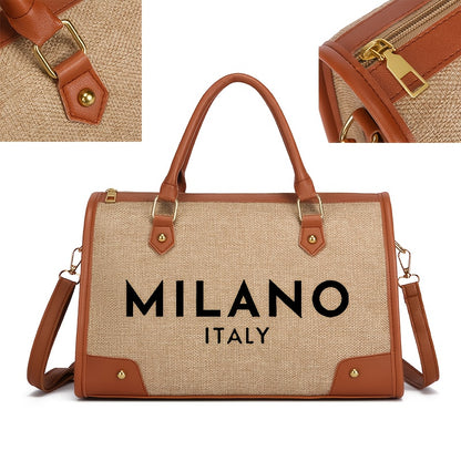 Women'S Large Capacity Tote Bag - Beige & Brown Accent Handbag with Zipper Closure, Spacious Work Bag for Women, Everyday Commute, Travel, Formal Events - Durable & Easy-Clean Design, Travel Carryall, Casual Style, Sturdy Han