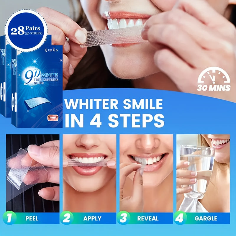 56pcs/28pairs 9D Teeth Strips Set, Safe and, Removes Dirt, Brightens Teeth