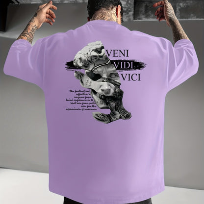 Men'S Casual Crew Neck T-Shirt, Loose Fit, Graphic Print, Polyester, Short Sleeve, Summer Streetwear Tee, Daily Tshirt | Bold Streetwear | Graphic Print Tee