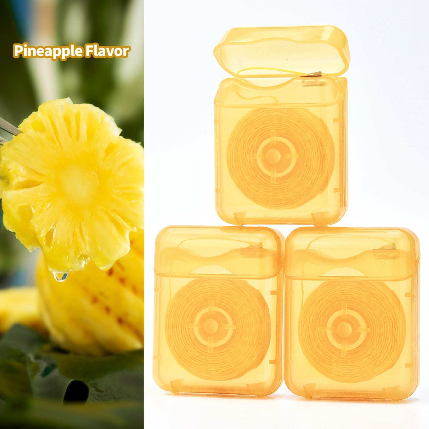 1pc/2pcs/3pcs Pineapple Flavored Dental Floss, 50.0 meter Long, Expands When Exposed to Saliva, Increases The Contact Surface Between Teeth, Has Deep Oral Cleaning Function, Can Be Paired with a Portable Dispenser, Suitable f