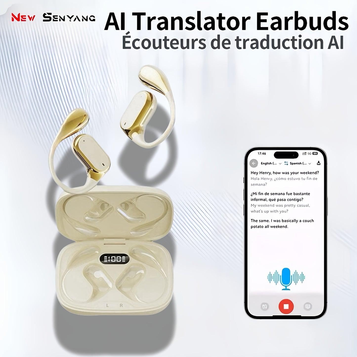 2025 New Senyang AI Translation Wireless Earbuds - Comfortable, Noise-Canceling, Touch-Controlled, Multi-Language Support, Rechargeable Lithium Battery, Ideal for Travel, Socializing, Studying, and Sports - Adult Movie and Ga