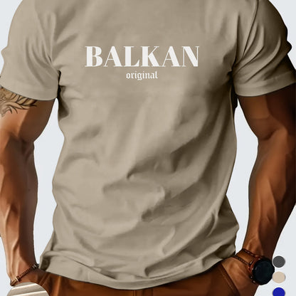 Men'S Casual Short Sleeve T-Shirt - "Made in Balkans" Print, Lightweight & Breathable Summer Tee, Round Neck, Regular Fit, Perfect for Casual Attire, Breathable Clothing | Modern Casualwear | Lightweight Shirt