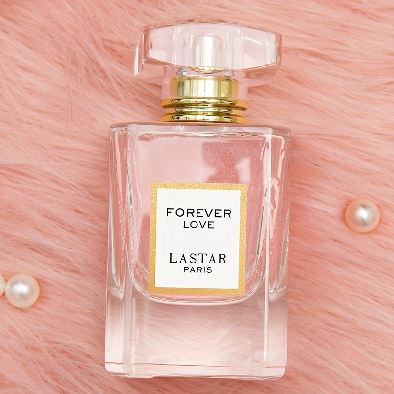 LASTAR Paris Forever Love Perfume 1.86oz, Romantic Floral Scent with Rose, Jasmine, Vanilla & Patchouli, Soft & Fresh Fragrance, Long-Lasting, Elegant Pink Glass Bottle with Golden Cap, Perfect Party/ Holiday Gift for Women