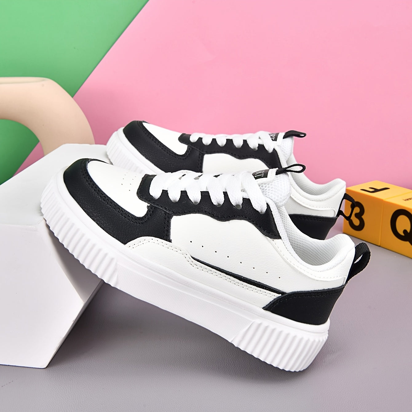 Boys Girls Low-Top Casual Sneakers - White & Navy Blue Synthetic Cover with EVA Cushioned Sole, Breathable Fabric Lining & Durable Durable Traction for School, Sports & Casual Attire, School Shoes, Sleek Shoe Design