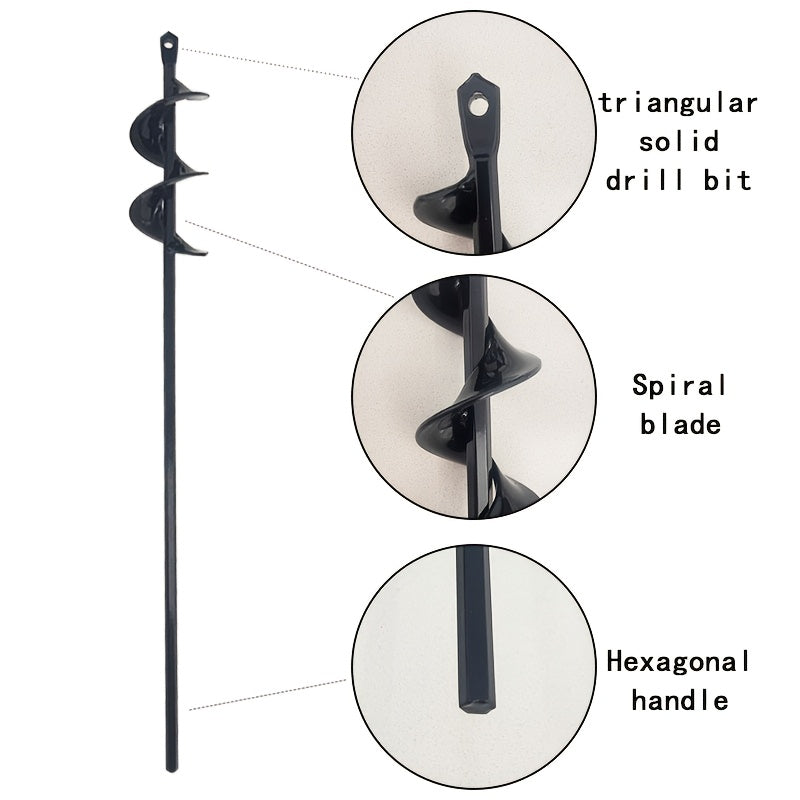 Heavy-Duty Spiral Drill Bit for Gardening & Lawn Care - 3/8" Hex Shank, Sharp Blades, Ergonomic Handle, Multi-Size (3/4" to 2" Heads) for Digging, Sod, Weeding, Weed Removal, Garden Tool, Robust Construction, Durable Construc