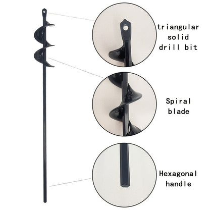 Heavy-Duty Spiral Drill Bit for Gardening & Lawn Care - 3/8" Hex Shank, Sharp Blades, Ergonomic Handle, Multi-Size (3/4" to 2" Heads) for Digging, Sod, Weeding, Weed Removal, Garden Tool, Robust Construction, Durable Construc