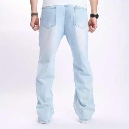 Men'S High-Street Casual Straight-Leg Jeans - Light Blue, Loose Fit, Non-Stretch Denim, Raw Wash, All-Season Comfort, Perfect for Casual Attire, Comfortable Clothing | Relaxed Fit Jeans | Nonstretch Fabric