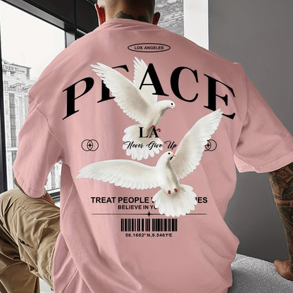Men's Round Neck American Street Letter Loose T-Shirt