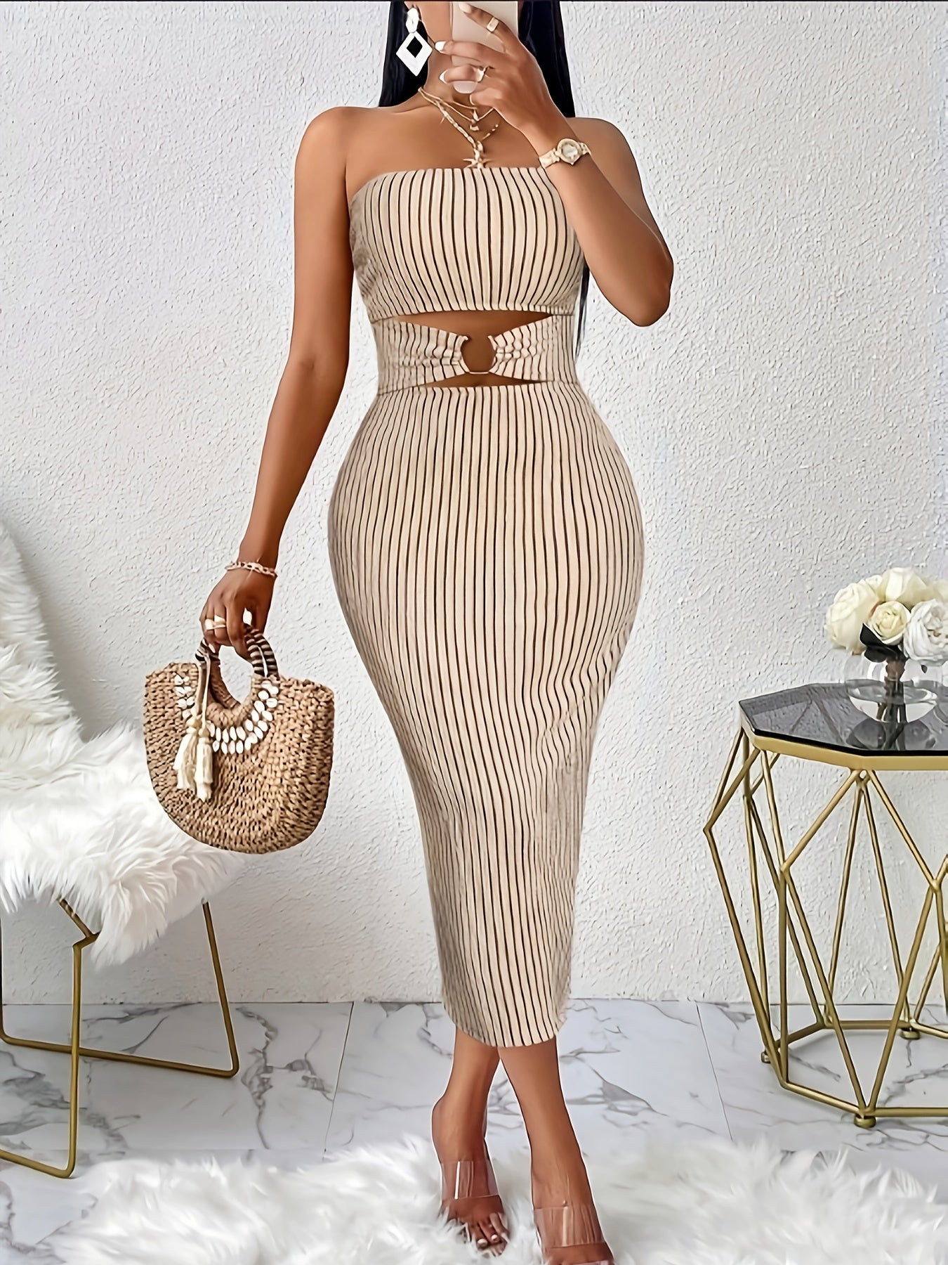 Women'S Sexy Elegant Evening Dress - Strapless Formal party gown, Bodycon Mermaid silhouette, Elegant long Formal event & Party Outfit for Women, Special Occasion, Fitted Silhouette, Stylish Detailing, Glamorous Gown, Fashion