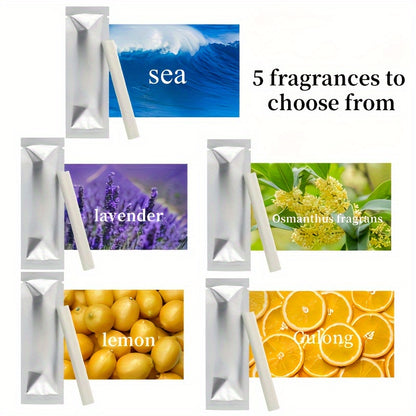 Car Air Freshener Set; Aromatic Stick Air Freshener Diffuser, (Includes 1 Diffuser And 5 Solid Mixed Fragrance Sticks).