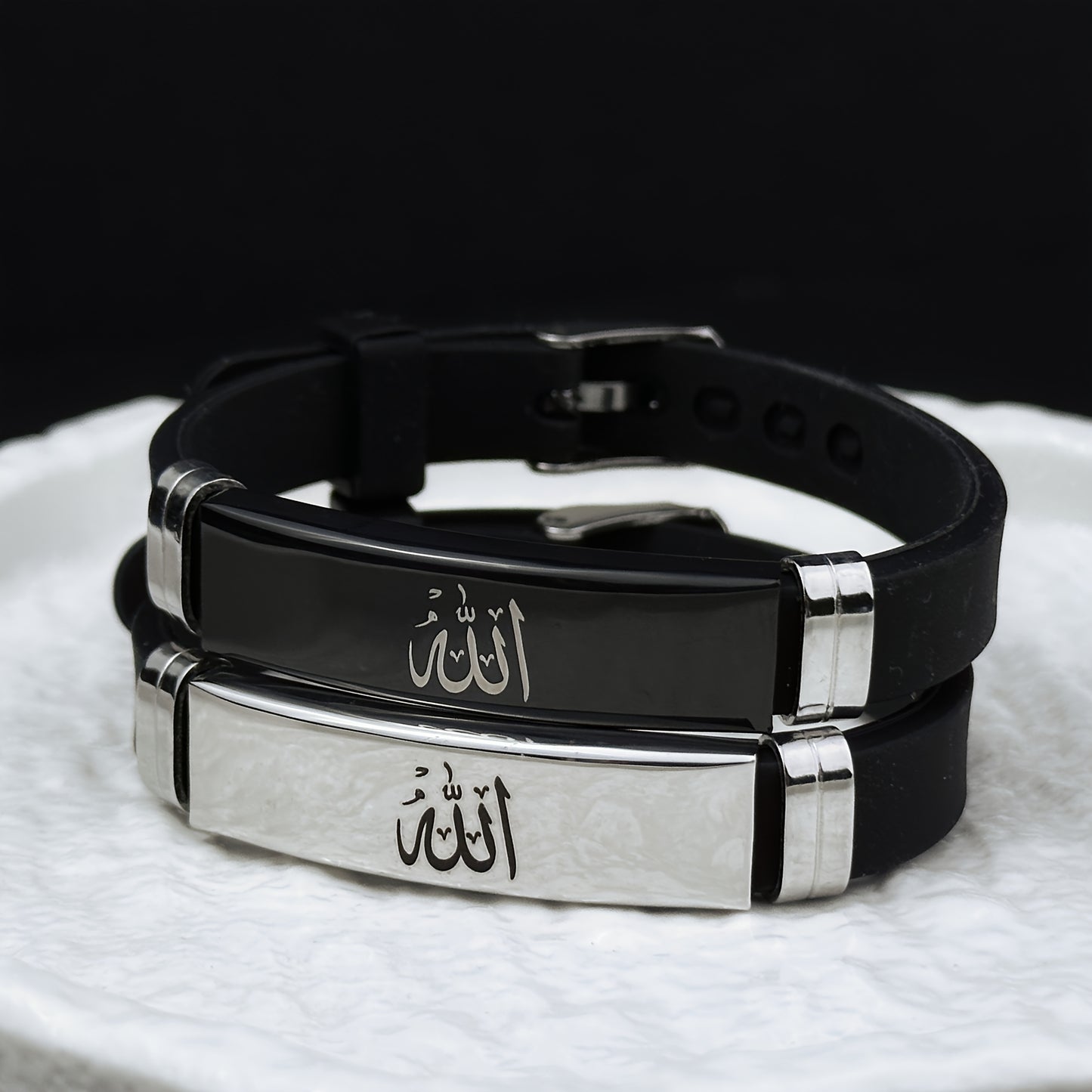 Islamic Arabic Design 304 Stainless Steel Silicone Bracelet Ramadan Eid Gift for Men Women Trendy Minimalist All Occasion Accessory
