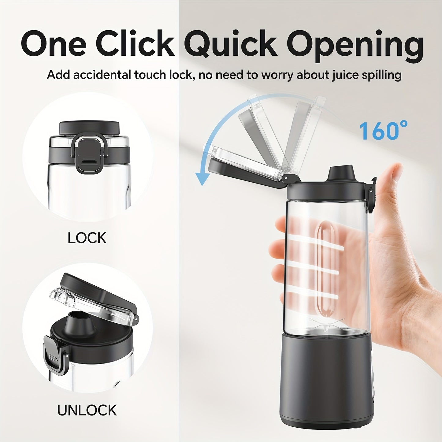 USB Rechargeable Portable Blender with Digital Timer Display, 10-Cup Capacity, Detachable & Easy-Clean Design for Smoothies, Juices, Protein Shakes - Ideal for Gym, Travel, Home Use, Smoothie Blender Portable, Juice Preparati