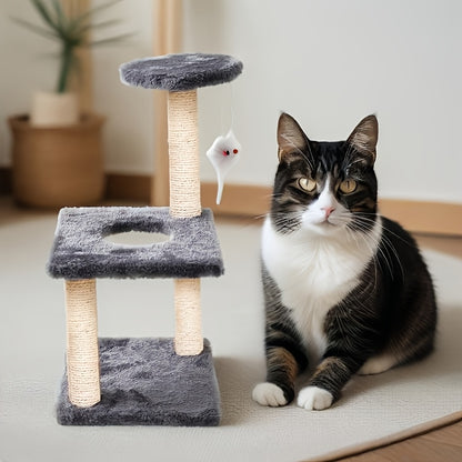 Multi-Level Cat Tree Tower with Scratching Posts, Condo & Swing - Durable Cardboard Cat Furniture with Plush Cushions, Space-Saving Design for Indoor Cats, Easy Assembly, Cat Climbing Tower, Pet Activity Center, Modern Pet Fu