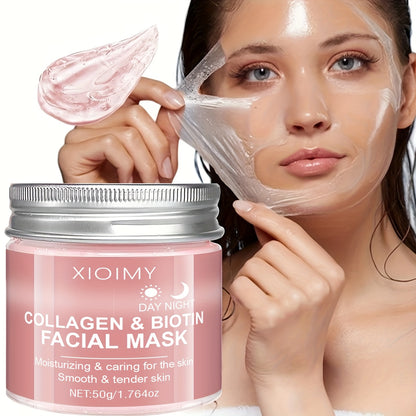 XIOIMY Collagen & Biotin Facial Mask - Hydrating Moisturizing Mask with Collagen Essence for All Light Beige Types, Hypoallergenic, Orange Scent, Daily & Nightly Use, Moisturizing Mask, Skincare, Smooth Texture, Antioxidant R