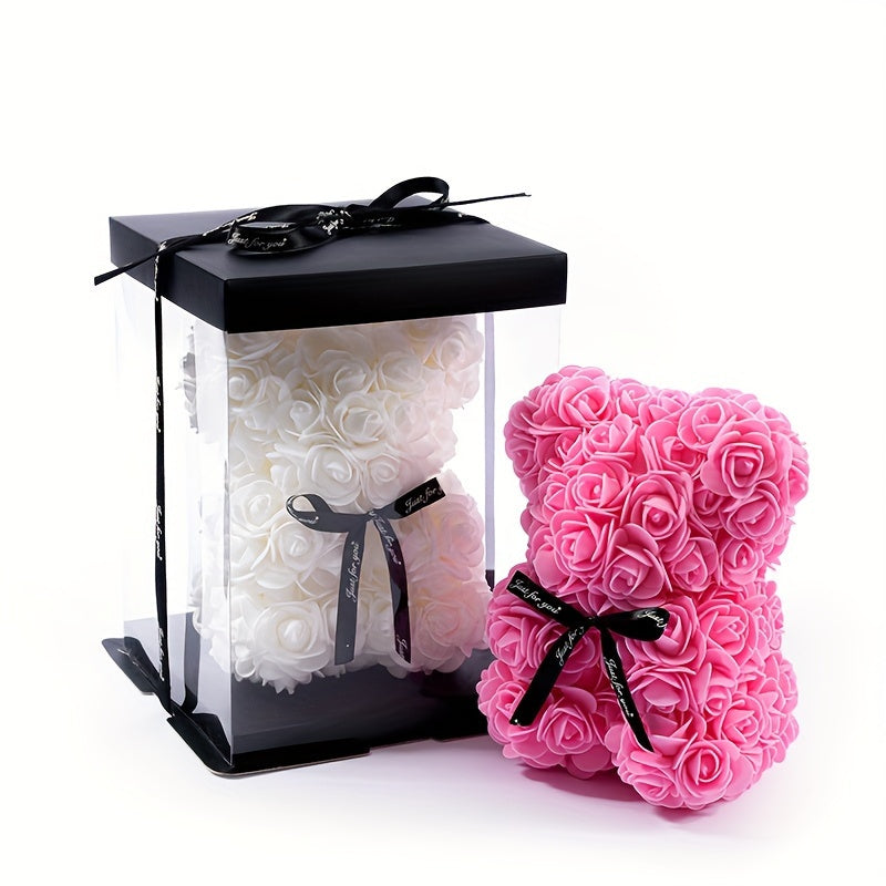 One Piece of a 20Cm Artificial Foam Rose Bear, a Romantic And Creative Gift Suitable for Valentine'S Day, Mother'S Day, Anniversaries, Weddings, Birthdays, And Christmas, Packaged in a Box.