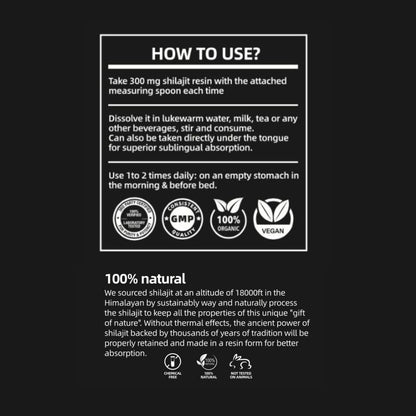 Original Resin Shilajit Tar 100% Pure And Vegan from The Himalayas | Ayurvedic Energy Source with 85+ Minerals & Fulvic Acids | for Vitality, Focus & Endurance | Traditionally Extracted Natural Tar | Without Additives | 50G G