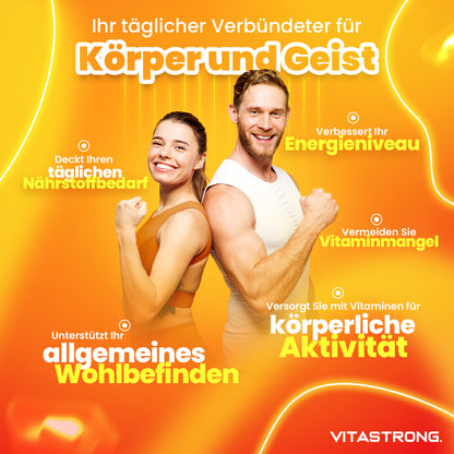 High-Dose Vitamin Formula, Vitastrong Premium Quality Vitamin Complex with 13 Essential Vitamins for Women And Men, Pure And Certified Vitamin Supplements Without Gluten And Gmos