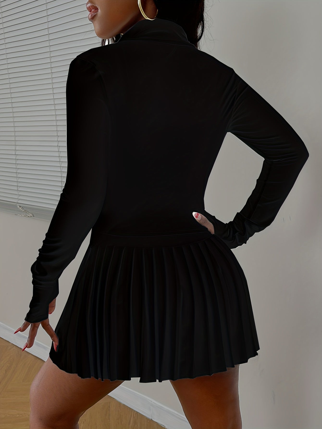 DP012562 Women's Slimming Jacket + Pleated Skirt Set