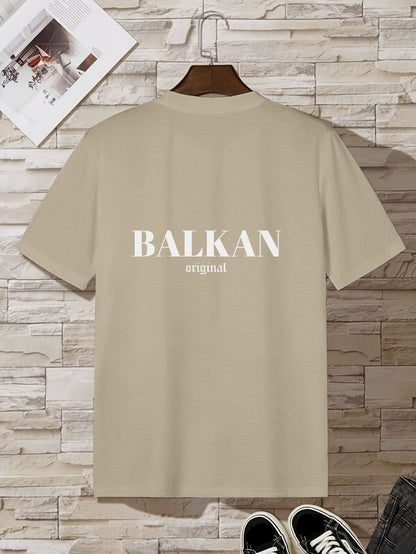 Men'S Casual Short Sleeve T-Shirt - "Made in Balkans" Print, Lightweight & Breathable Summer Tee, Round Neck, Regular Fit, Perfect for Casual Attire, Breathable Clothing | Modern Casualwear | Lightweight Shirt