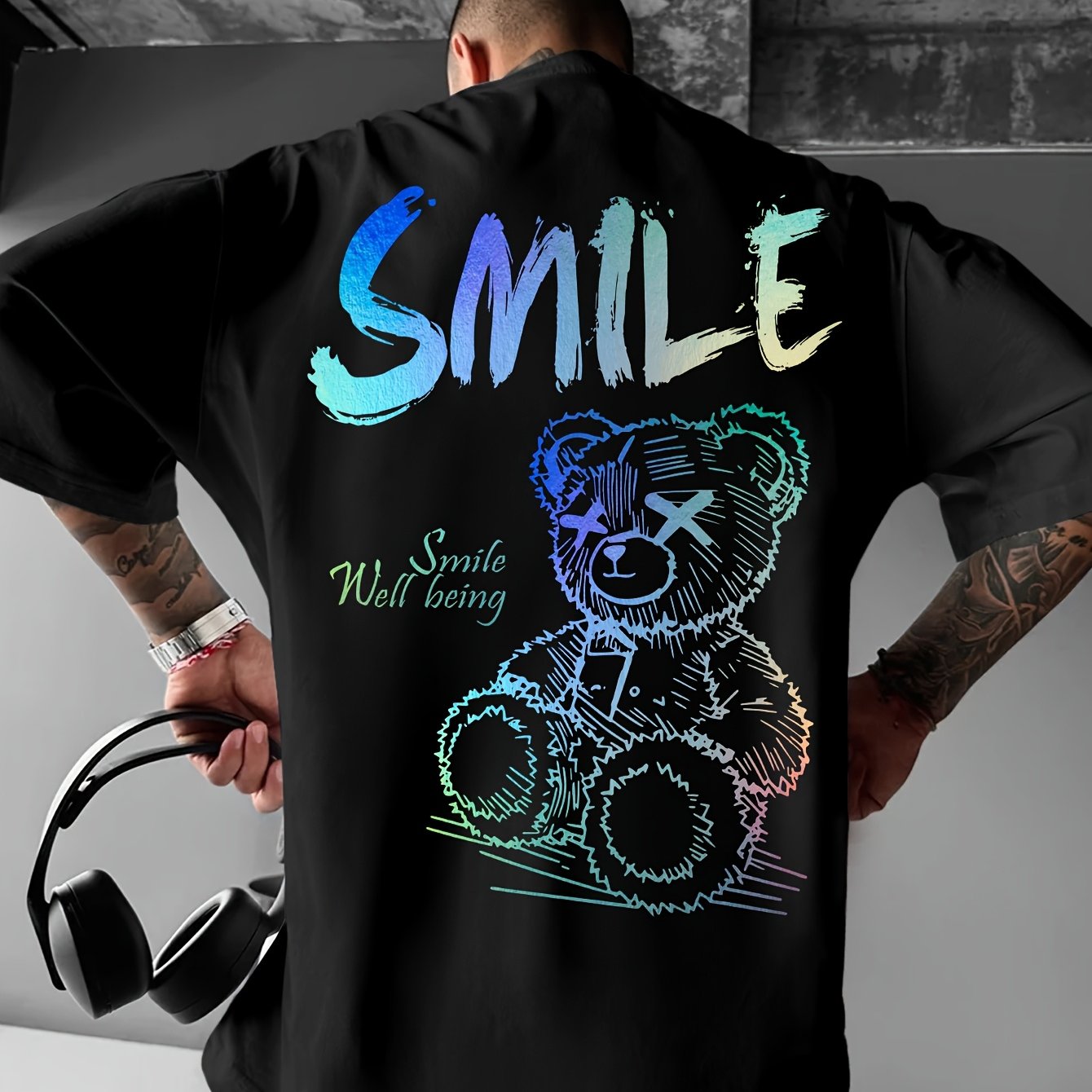 Men'S Bright Yellow Graphic T-Shirt - Loose Fit Streetwear Tee with Smile Design, Round Neck Summer Shirt for Everyday & Formal Outfits - Lightweight Casual Top, Street Style, Bold Print, Comfortable Material, Printed Shirt,