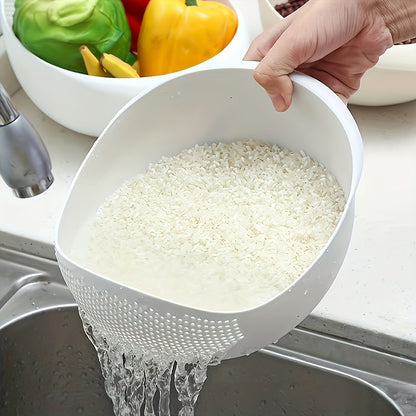 1pc Heavy-Duty Colander Basket - Large Capacity Kitchen Strainer with Non-Slip Base, Rapid Draining for Washing Rice, Vegetables, Fruits, Eggs - Easy-Grip Handle & Safe Edges - Dishwasher Safe - Ideal for Home & Professional