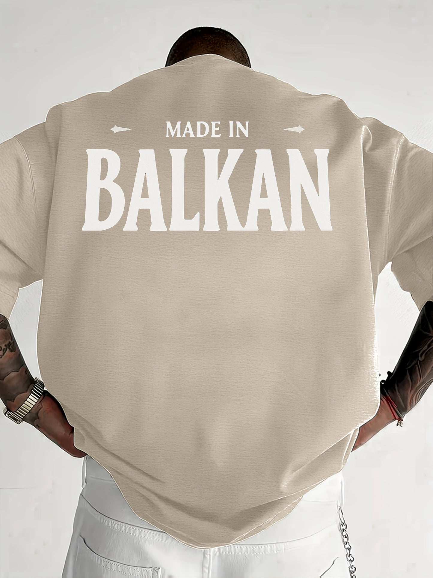 Men'S Casual Short Sleeve T-Shirt - "Made in Balkans" Print, Lightweight & Breathable Summer Tee, Round Neck, Regular Fit, Perfect for Casual Attire, Breathable Clothing | Modern Casualwear | Lightweight Shirt