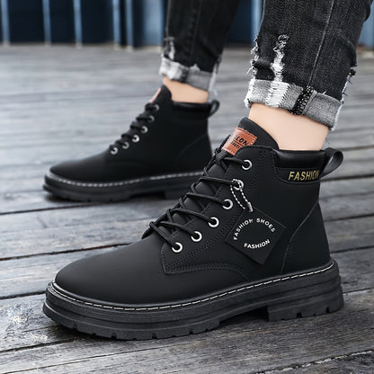 KOONEXY Men'S Fashion Ankle Boots - Upper, PVC Sole, Lace-Up, Round Toe, Short Ankle Boots for Casual & Sporty Wear, All-Season Comfort, Casual Footwear, Sporty Boot Design, Fabric Lined Interior