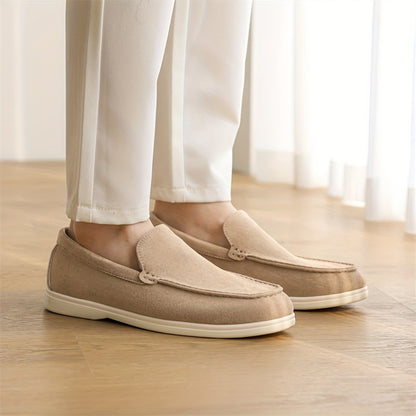 Men'S Slip-On Loafers - Lightweight Summer Shoes, Beige/Brown Formal & Casual Shoes, Easy Slip-On Closure, Synthetic Upper & Sole for Office, Vacation, Everyday - Minimalist British Style Dress Shoes, Office Footwear, Sleek D