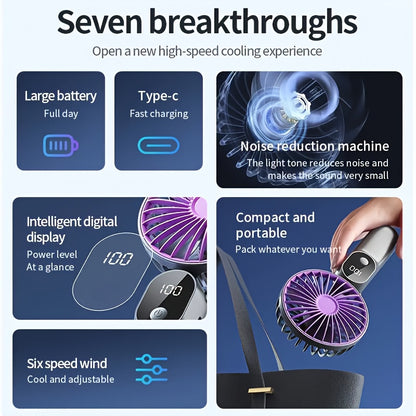 Portable Mini Fan USB Rechargeable with LED Display