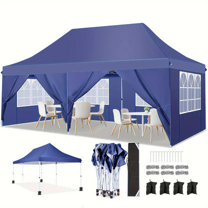 3x6m/3.05x3.05m Pop-up Tent With 6 Removable Side Walls Or 4 Removable Side Walls, With/without Sandbags, Style Optional, Suitable For Party Weddings, Garden Pavilion For Beach Wedding Camping Instant Awning, Upgraded Roof, W