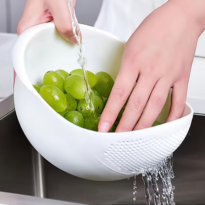 1pc Heavy-Duty Colander Basket - Large Capacity Kitchen Strainer with Non-Slip Base, Rapid Draining for Washing Rice, Vegetables, Fruits, Eggs - Easy-Grip Handle & Safe Edges - Dishwasher Safe - Ideal for Home & Professional