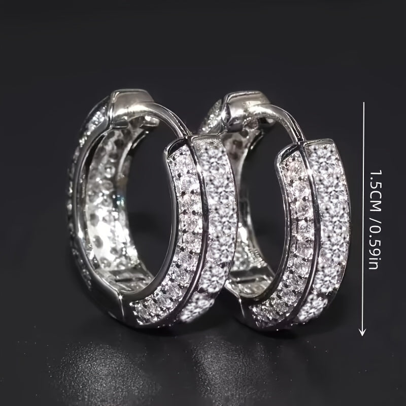 2pcs new style fashion hoop earrings cubic Synthetic Zirconia cartilage hypoallergenic luxury fashion round earrings Men's jewelry