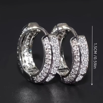 2pcs new style fashion hoop earrings cubic Synthetic Zirconia cartilage hypoallergenic luxury fashion round earrings Men's jewelry