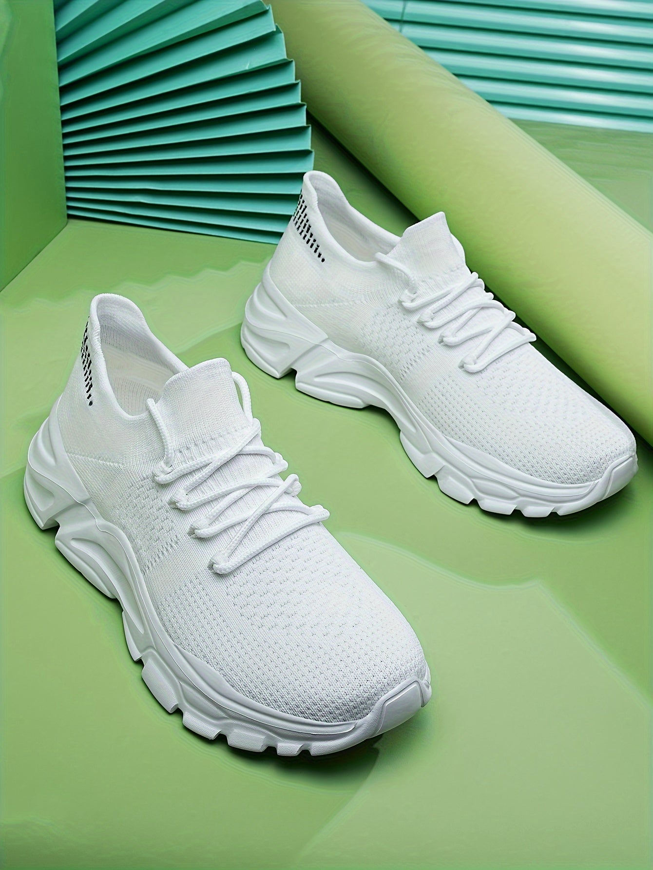 Men's Breathable Comfortable Casual Sneakers - White Low-Top Lace-Up Shoes with EVA Cushioned Sole for All-Season Outdoor Running & Daily Wear, Allseason Running | Minimalist Design | Comfortable Footwear
