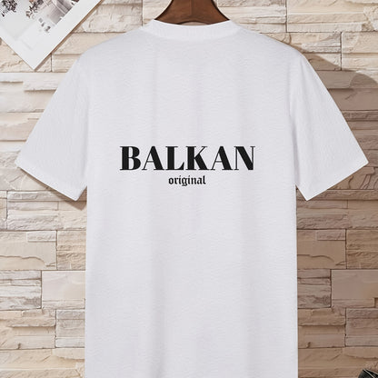Men'S Casual Short Sleeve T-Shirt - "Made in Balkans" Print, Lightweight & Breathable Summer Tee, Round Neck, Regular Fit, Perfect for Casual Attire, Breathable Clothing | Modern Casualwear | Lightweight Shirt