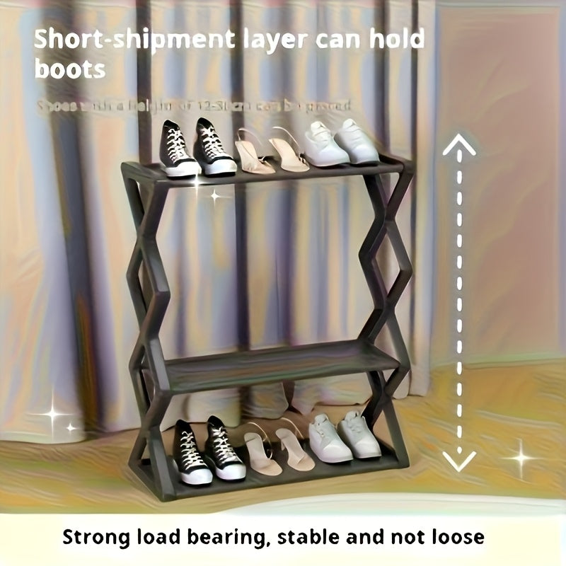 4-Tier Stainless Steel Shoe Rack - Space-Saving, Easy Assembly, Durable Design | Suitable for Entryway and Bedroom | Modern Stylish Look | Multi-Layer Sneaker Storage with Plastic Shelves | Fashionable Contemporary Shoe Organ