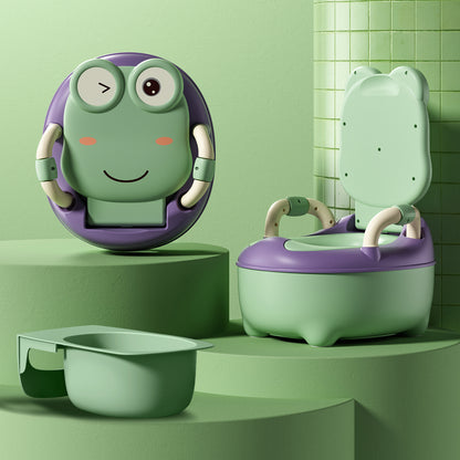Baby Toilet, Toddler Potty Training Toilet with Toilet Brush, 19. 5cm/21cm High Children's Potty, Green/Blue