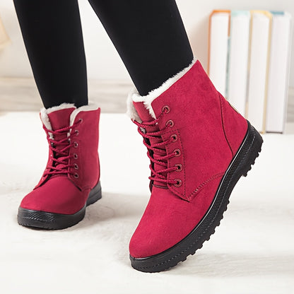 Women'S Winter Snow Boots - Slip-Resistant PU Sole, Lace-Up Closure, Cushioned Insole - Cold Weather Boots for Everyday & Formal Outfits - Extended Sizes up to US Women'S 44 (EU 43) - Black Boots for Winter Adventures, Snowy