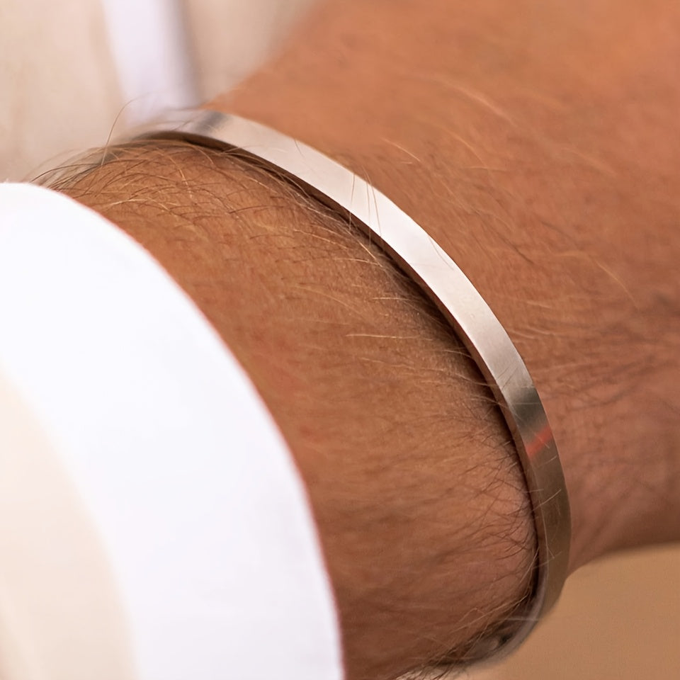 1pc Stylish 316 Stainless Steel Open Cuff Bracelet for Men - 3.5mm/5mm Adjustable, Golden-Tone Finish, Versatile for Daily Wear & Parties, Perfect Gift Idea, Party Accessory, Modern Accessory, Goldtoned Metal