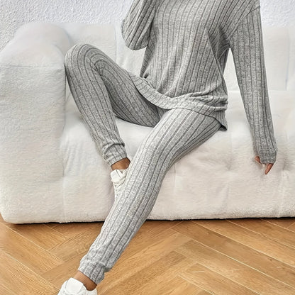 Autumn and Winter Large Size Women's Checkered Textured Fabric Home Suit