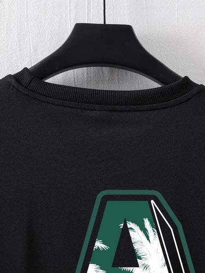 Men'S Casual Y2K LA Graphic T-Shirt - Bold Oversized "LA" Letter Print, Comfortable & Breathable with Slight Stretch, Perfect for Home & Outdoor Activities, Spring/Summer Fashion, Machine Washable, Loose Fit Short Sleeve Crew