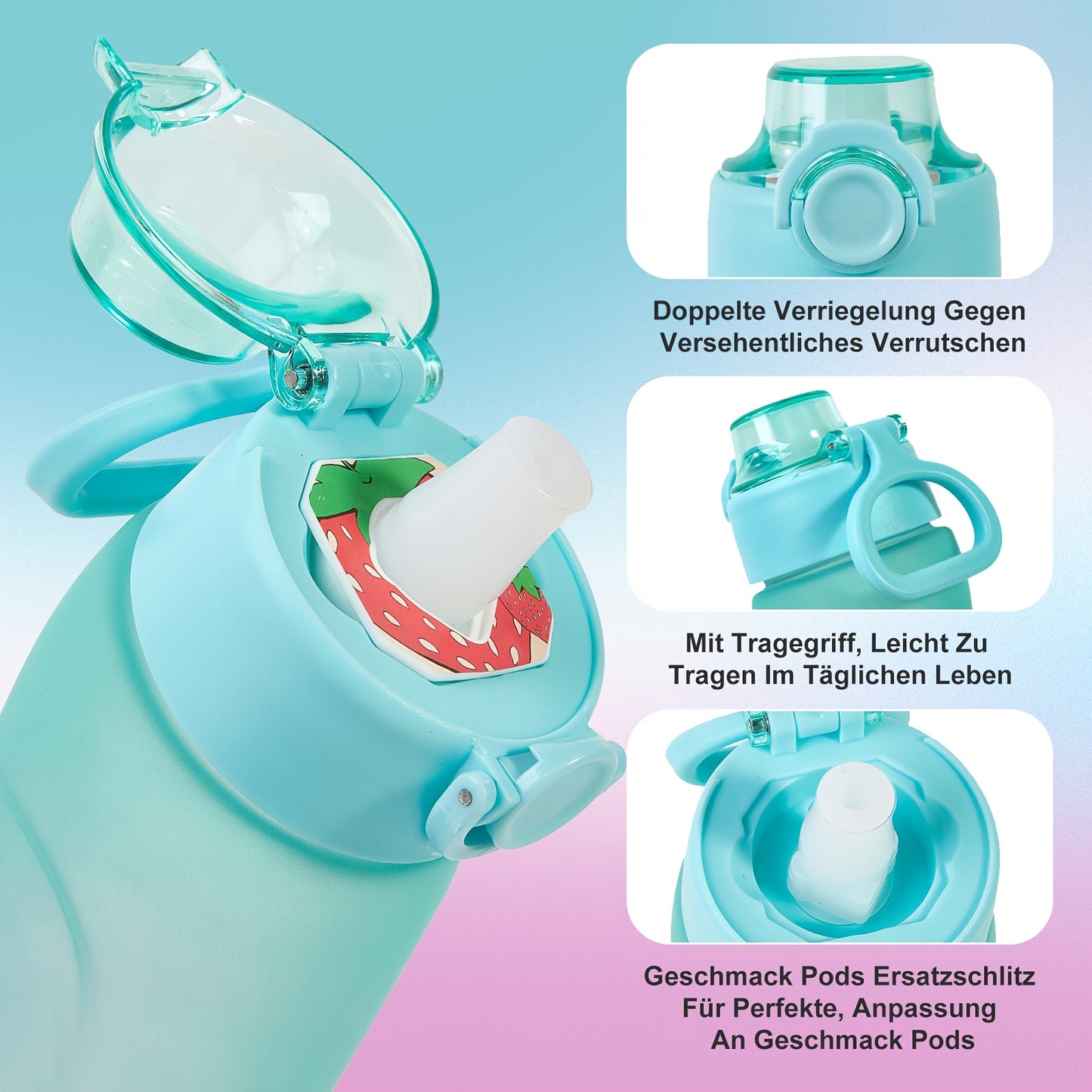 Air Kettle, 720ml/25oz Kettle, Includes 5 Flavor Boxes, Suitable for Outdoor Sports Blue & Purple