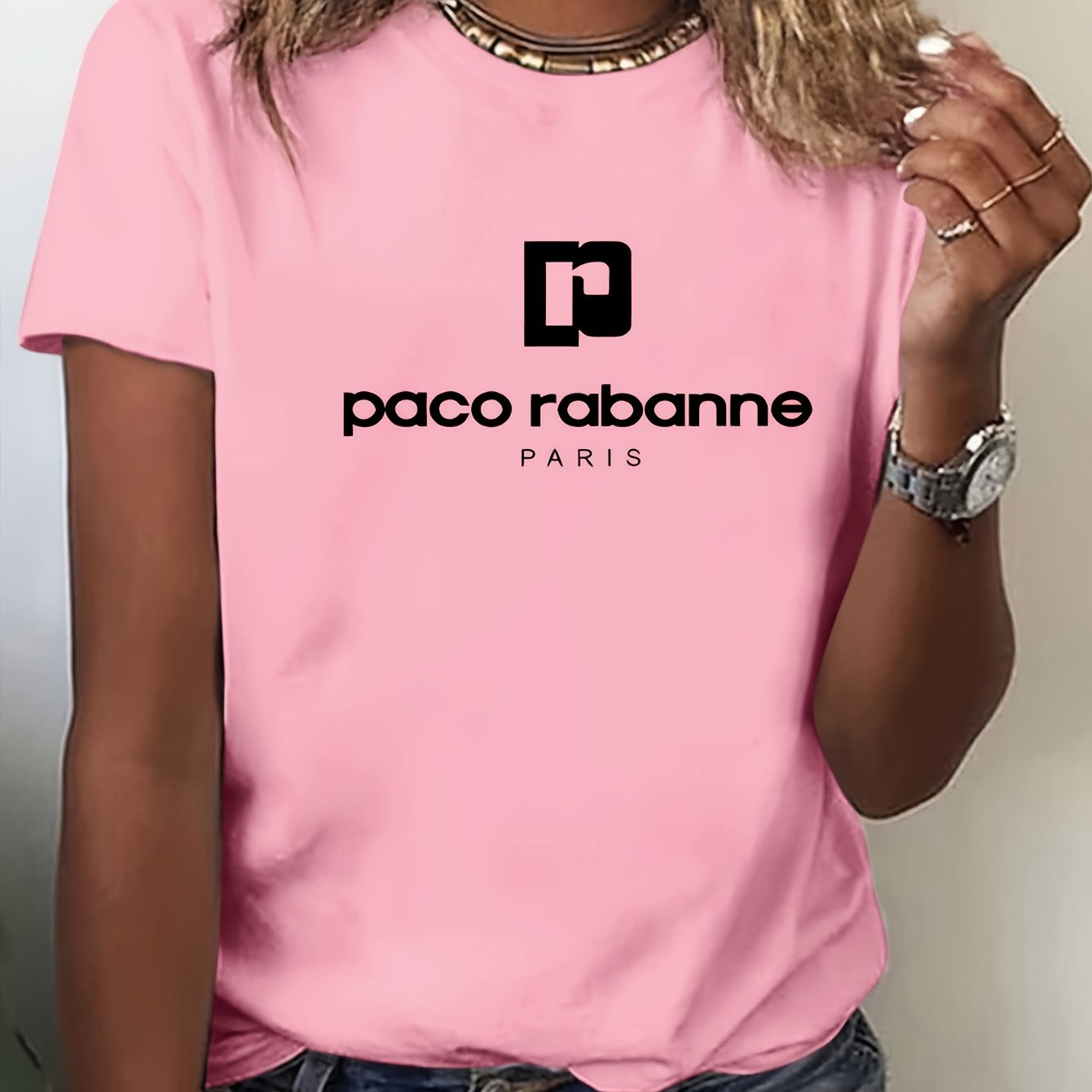 Women'S Soft Pink T-Shirt - Minimalist Elegant Y2K Retro Graphic Tee with Bold Lettering - Everyday Casual & Formal Outfits - Sizes S-XXL - Non-See-Through Fabric - Women'S Fashion Top, Ladies T Shirts, Versatile Clothing, Me