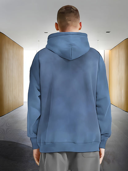 Men's Full-Zip Hoodie Jacket - Two-Tone Zipper Closure (white to), Adjustable Hood, Loose Fit Streetwear Coat - Soft Polyester Outer for Spring/Fall - Casual Outerwear for Everyday & Special Events, Zip Up Hoodie, Outdoor Wea