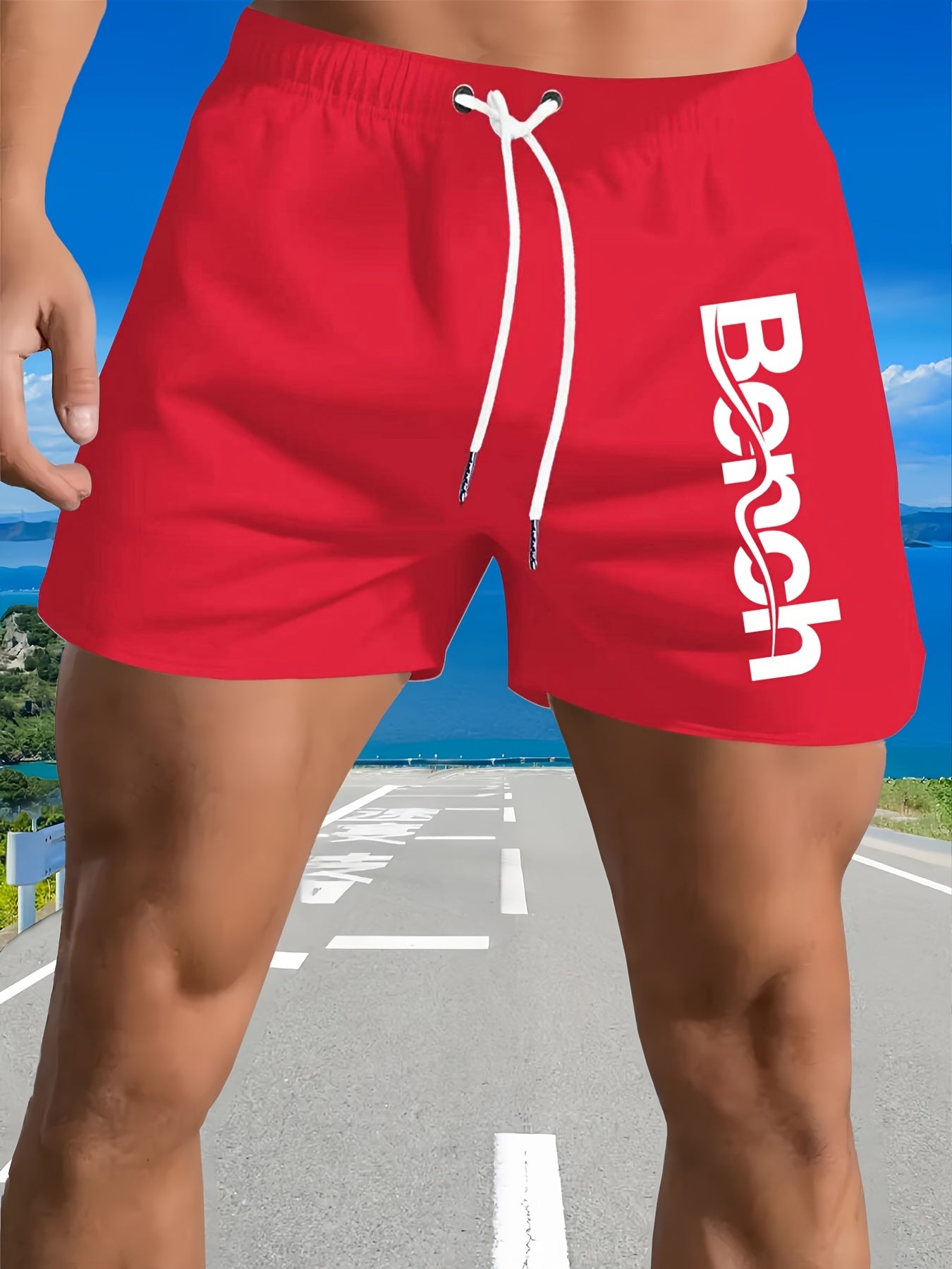 Men'S Quick-Dry Swim Trunks with Drawstring Waist - Vibrant Pink Geometric Pattern Beach Shorts, Breathable Regular Fit Casual Swimwear for Summer, Bathing Suits, Quickdrying Fabric