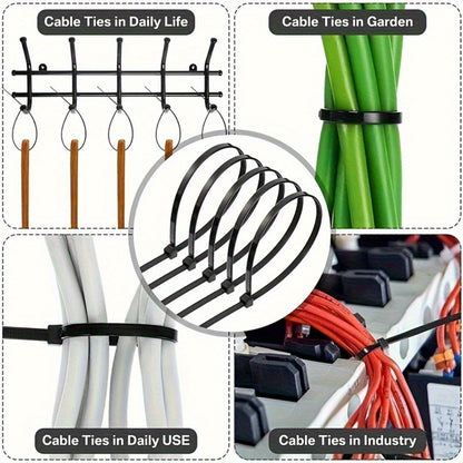 500-Pack Heavy-Duty Self-Locking Cable Ties - Adjustable Locking Zip Ties, Waterproof, Anti-Slip, Scratch & Bend Resistant - Heavy Duty Organizer Bundling for Indoor/Outdoor, Home, Office, Gardening, Construction - (30.48cm,2