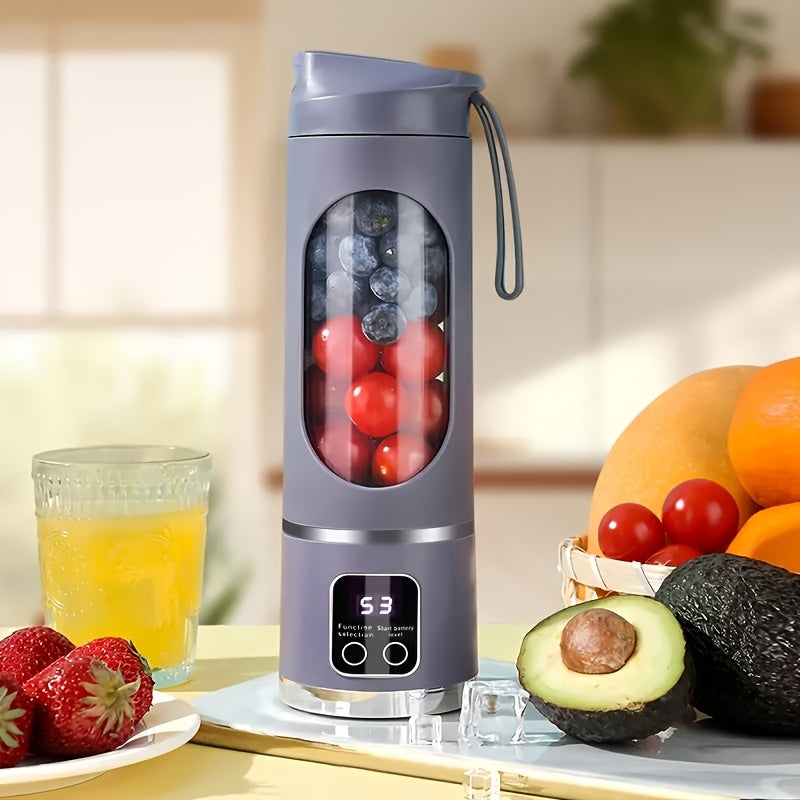 USB-Powered Portable Blender & Juicer with Digital Display, Stainless Steel Blade & Large Capacity (10.14-16.91oz) - Cordless Electric Mixer for Smoothies, Ice, Fresh Fruit Drinks - Compact Design with Ergonomic Handle, Speed